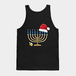 Menorah Santa Chanukah Hanukkah Jewish Christmas Pajama Tank Top